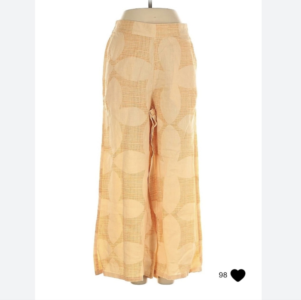 Joie Orange 100% Linen Wide Leg Pants